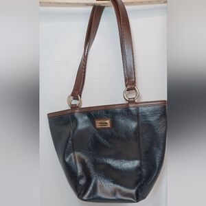 Capezio Vintage Faux Leather Dual-Tone Black and Brown Tote